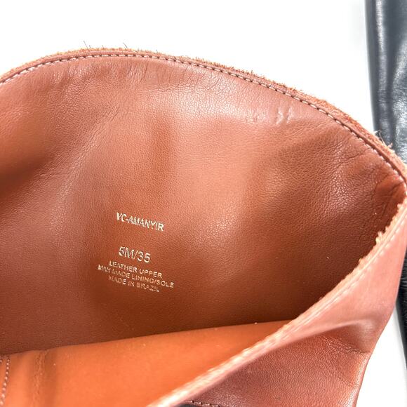 Vince Camuto Amanyir Riding Boots 5 NWOT Black Tan Tall Knee High Leather Prep - Picture 8 of 9